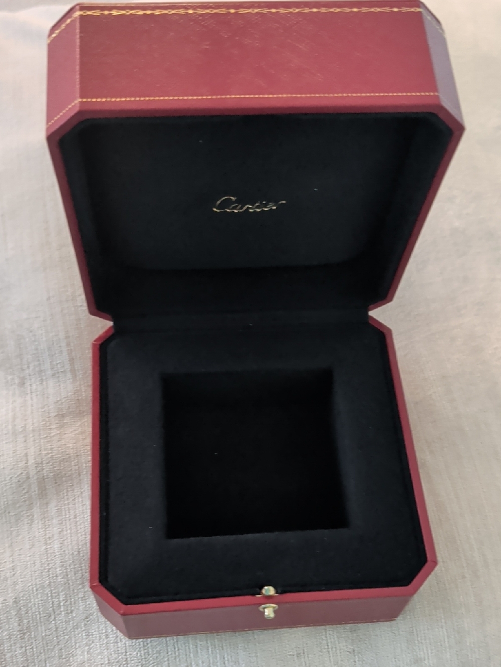 Cartier burgundy and black jewelry box w/gold accents (Jewelry Not Included)
